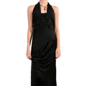 Versace Women's Deep V-Neck Halter Evening Dress